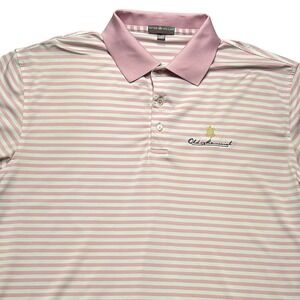 Peter Millar Polo Summer Comfort Mens L Pink Striped Old Memorial Golf Preppy